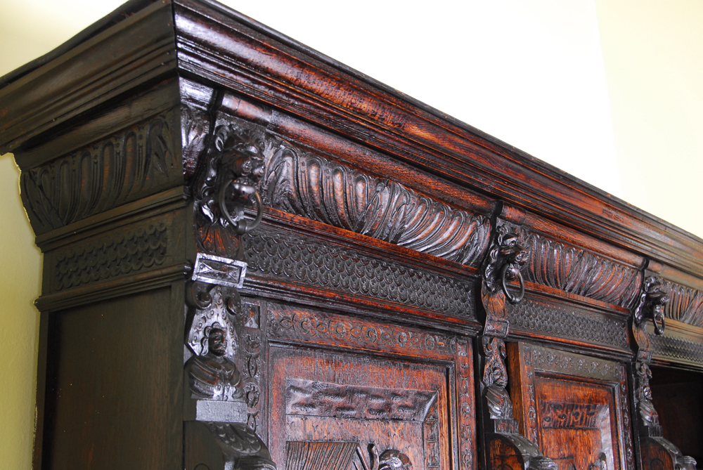 Antique Carved Oak Dutch Kast Style Cabinet