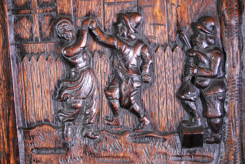 Antique Carved Oak Dutch Kast Style Cabinet