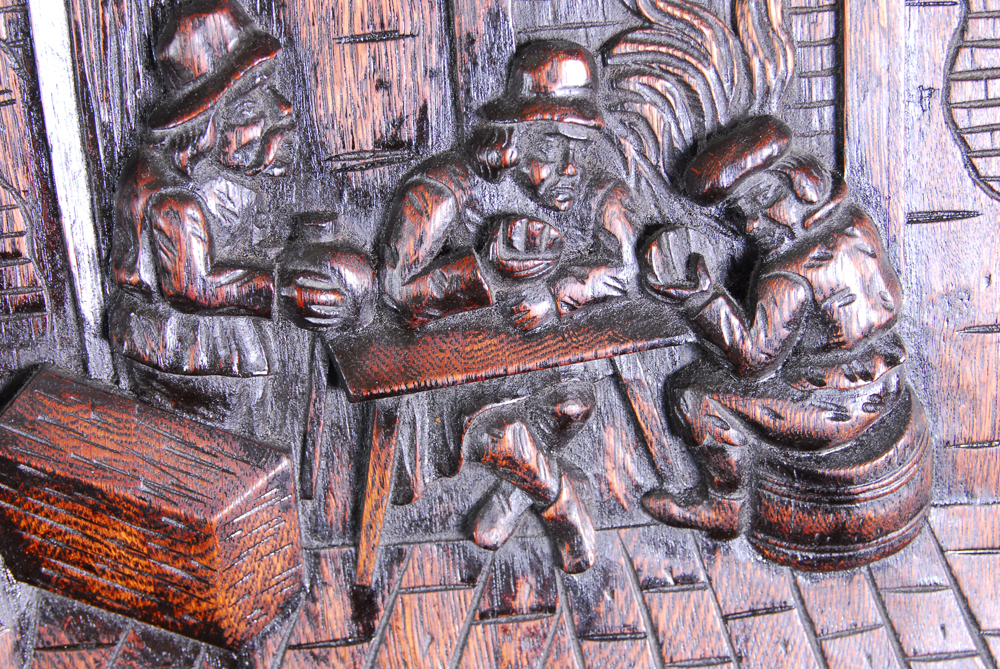 Antique Carved Oak Dutch Kast Style Cabinet