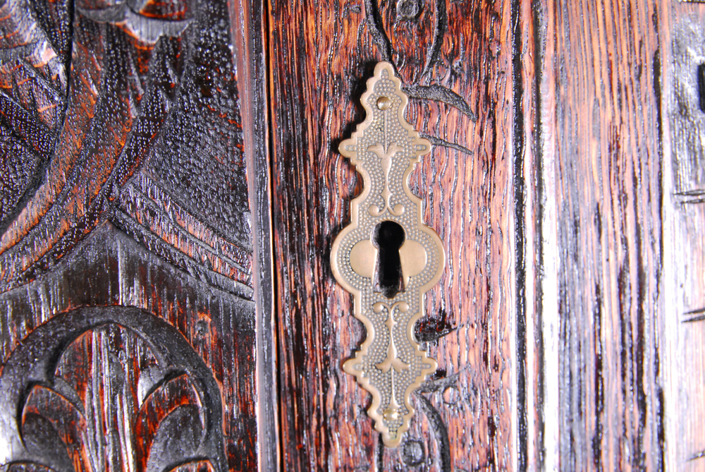 Antique Carved Oak Dutch Kast Style Cabinet