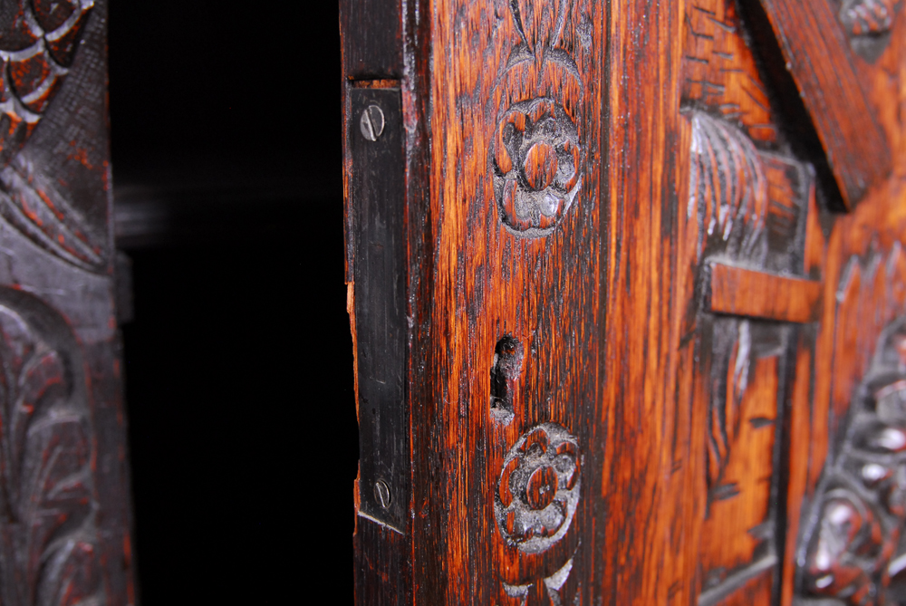 Antique Carved Oak Dutch Kast Style Cabinet