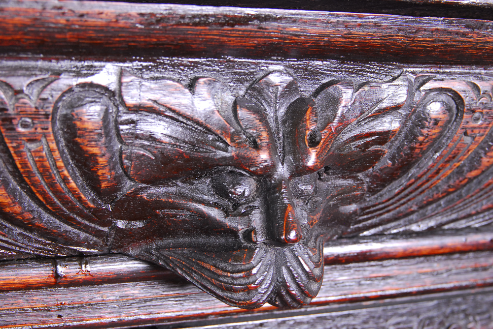 Antique Carved Oak Dutch Kast Style Cabinet