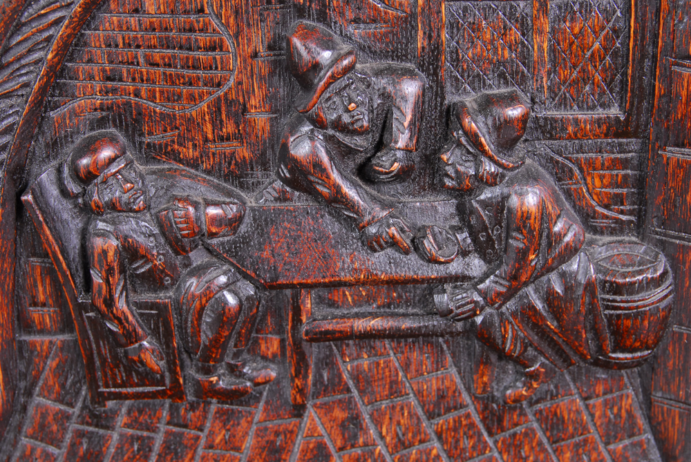 Antique Carved Oak Dutch Kast Style Cabinet