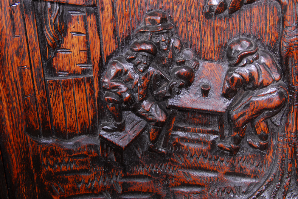 Antique Carved Oak Dutch Kast Style Cabinet