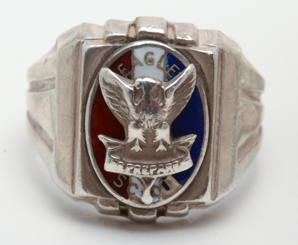 Sterling Silver Eagle Scott Ring and a Gold Tone Pocket Knife