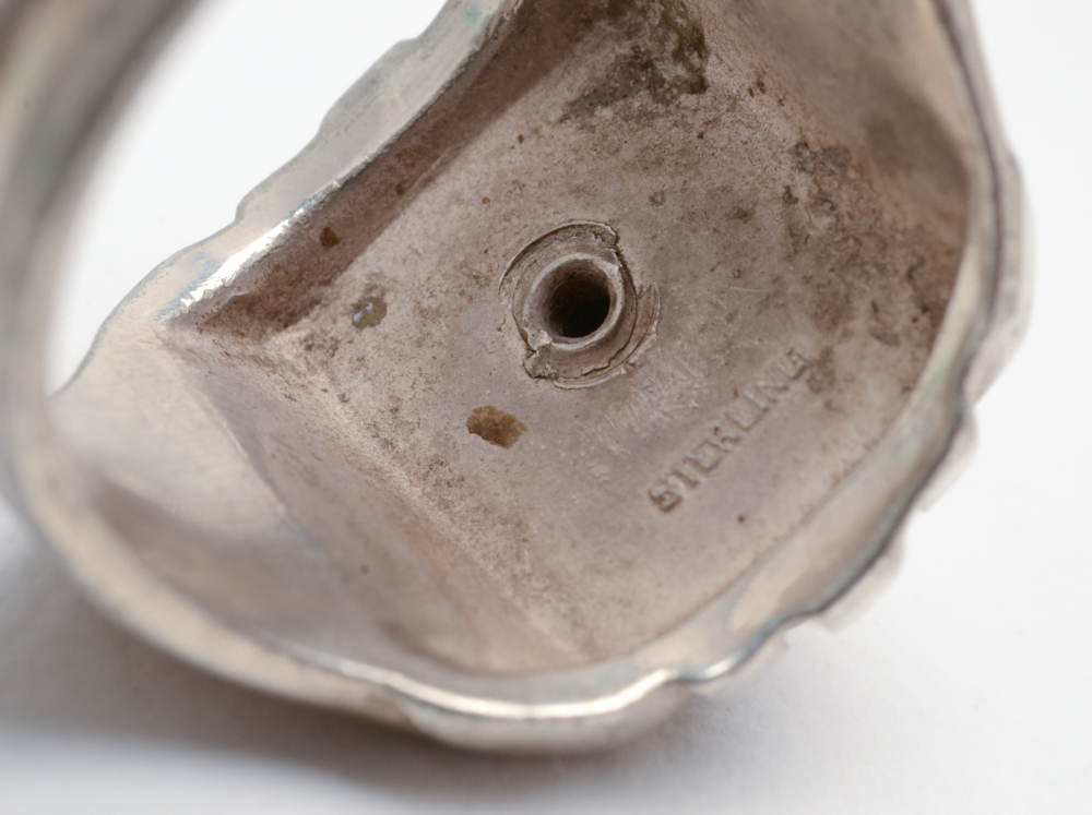 Sterling Silver Eagle Scott Ring and a Gold Tone Pocket Knife