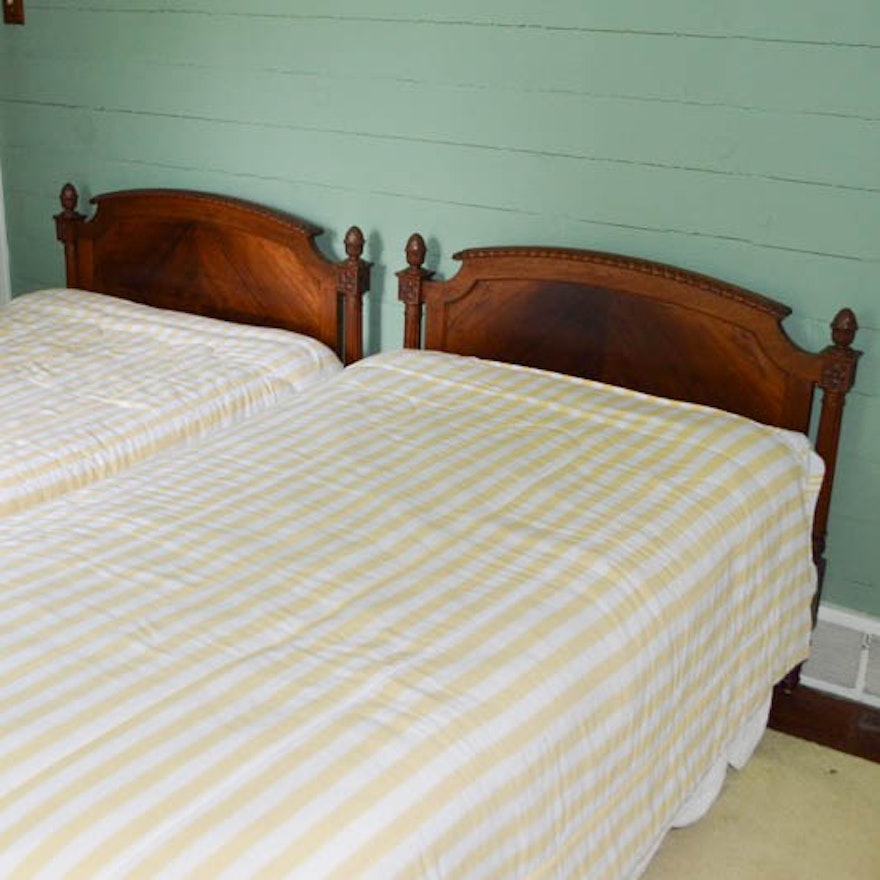 Two Vintage Twin-Size Mahogany Beds