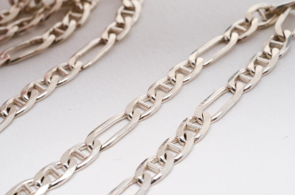 Sterling Silver Figaro Chain Link Necklace