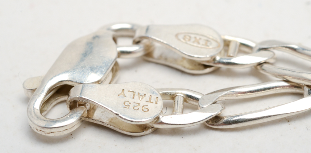 Sterling Silver Figaro Chain Link Necklace