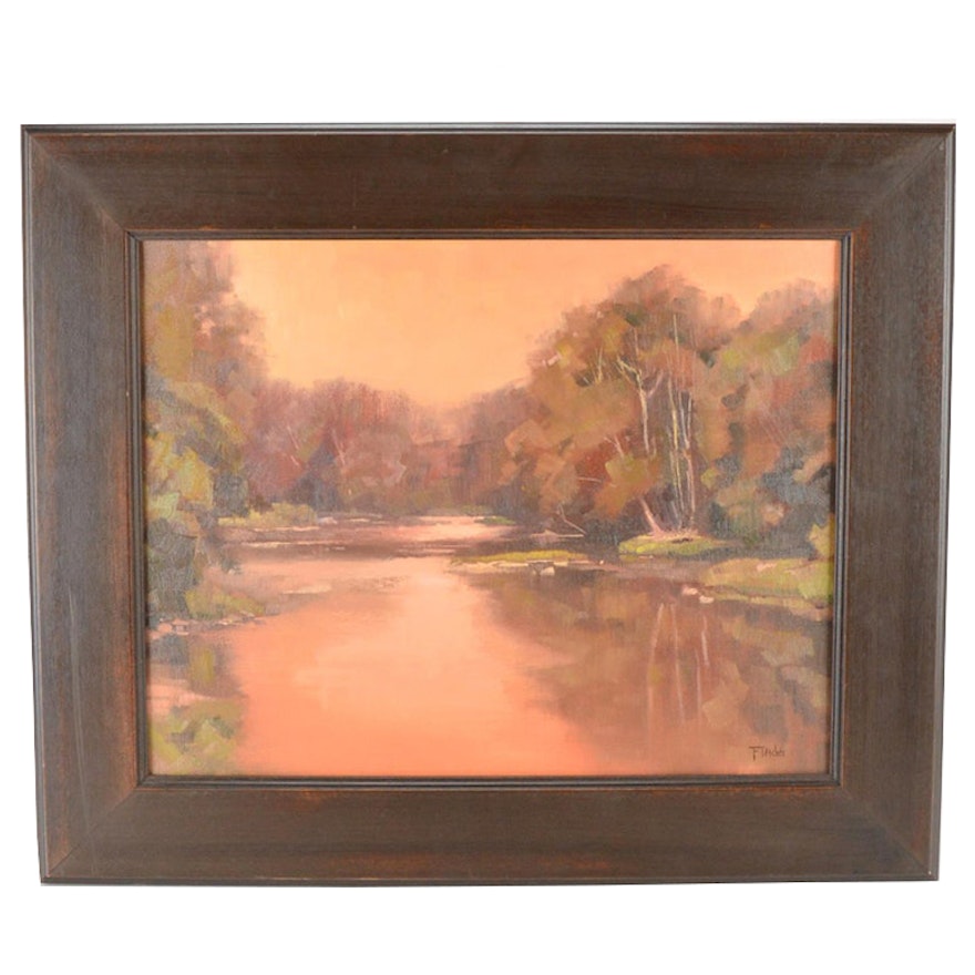 Bill Fletcher Framed Oil of Canvas "Elkhorn Dusk"
