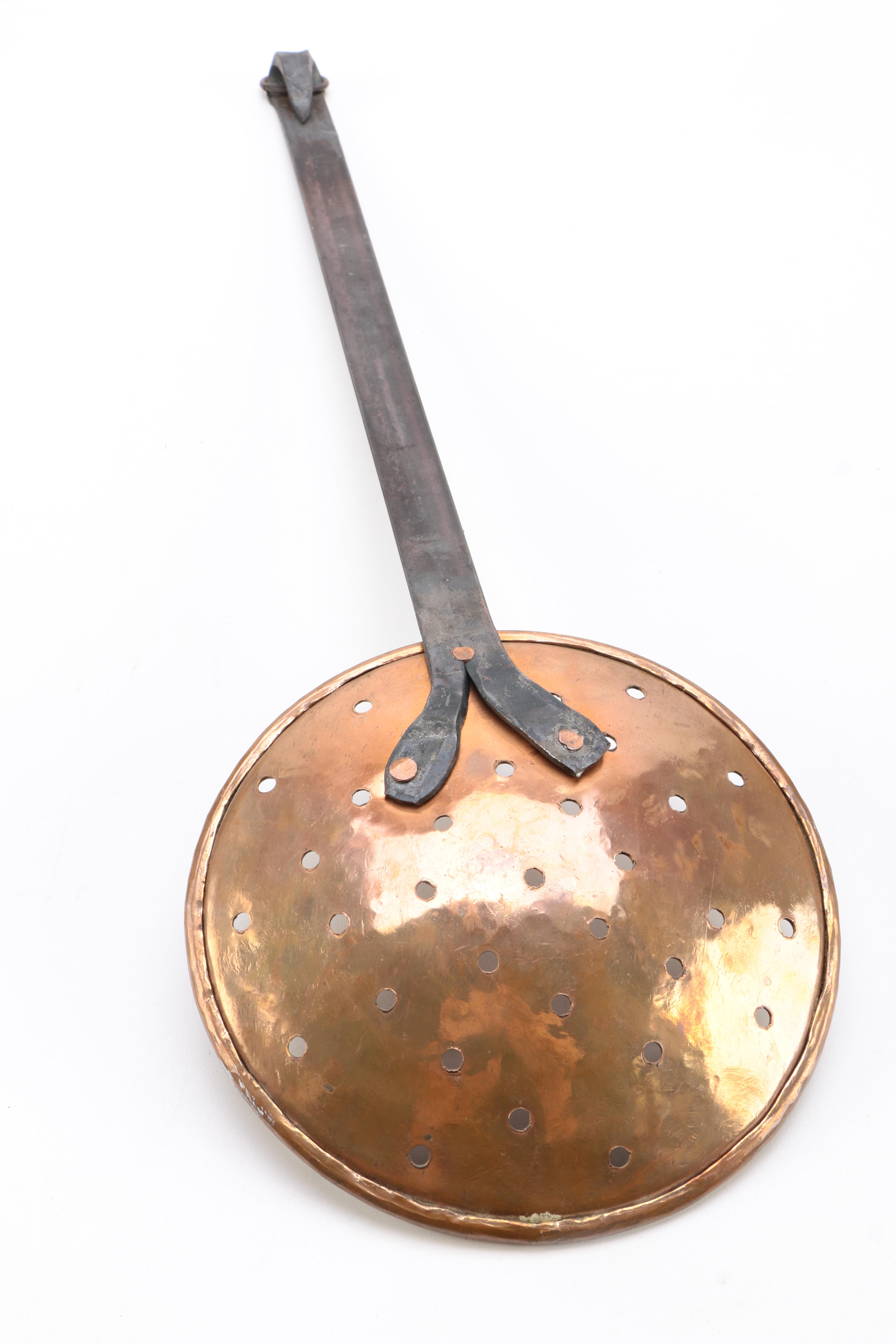 Vintage Copper Skimmer and Copper and Brass Ladle