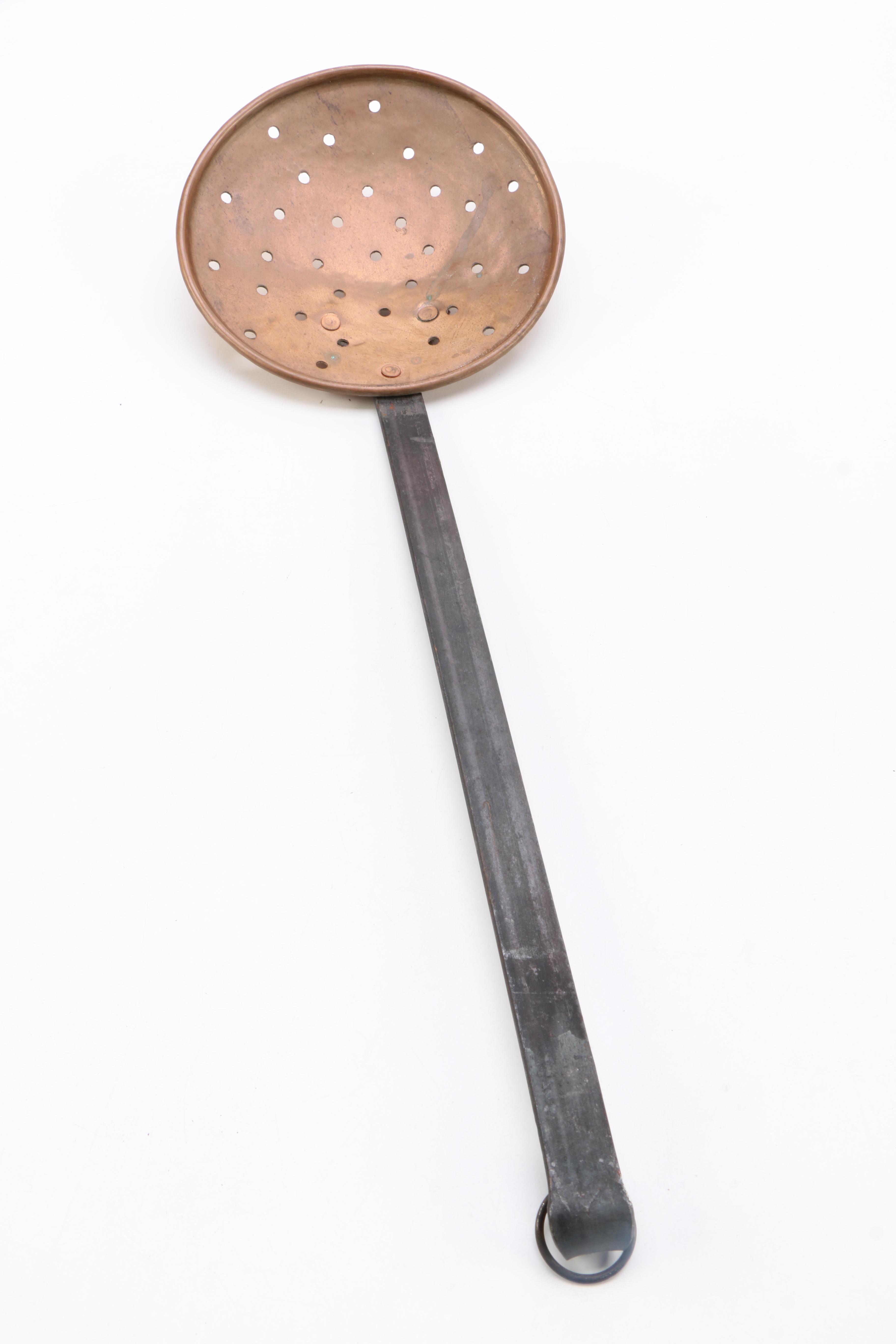 Vintage Copper Skimmer and Copper and Brass Ladle