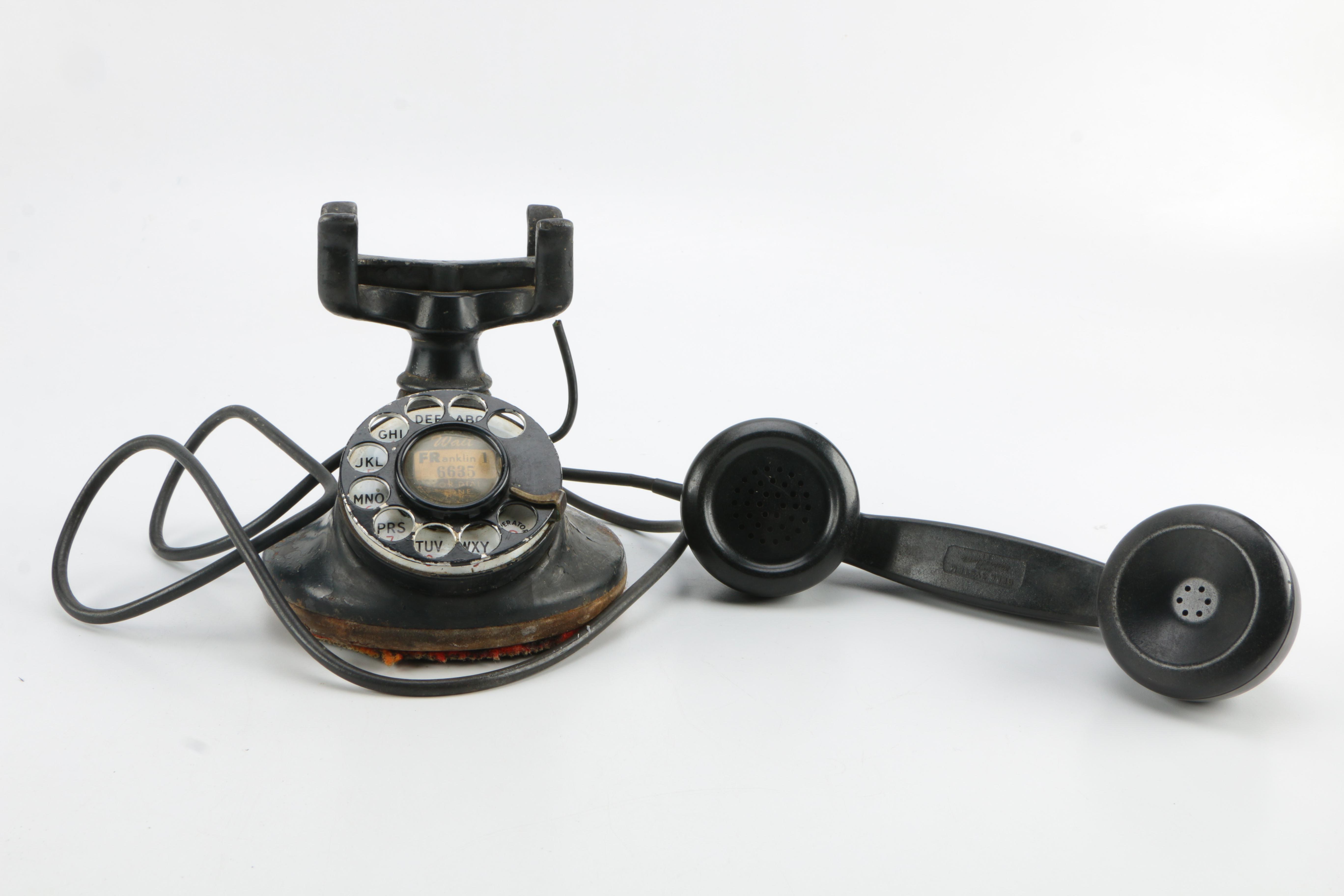 Late 1930s Western Electric F1 Black Rotary Desk Telephone