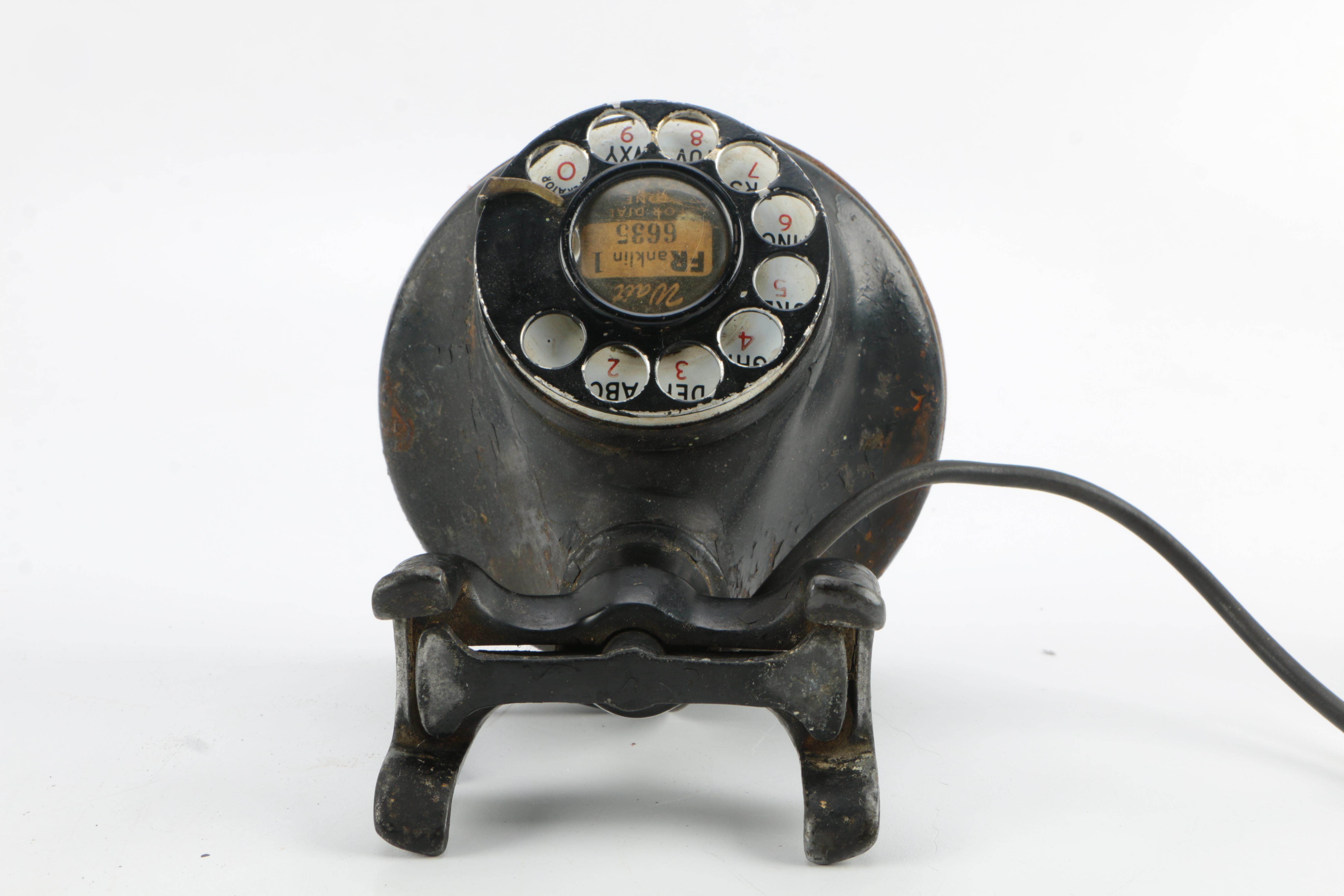 Late 1930s Western Electric F1 Black Rotary Desk Telephone