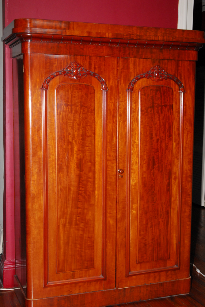 19th Century English Mahogany Wardrobe With Fitted Interior