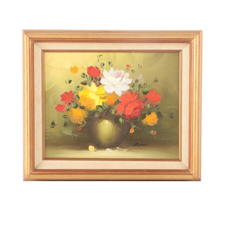 Ross Oil Painting on Canvas Board Floral Still Life
