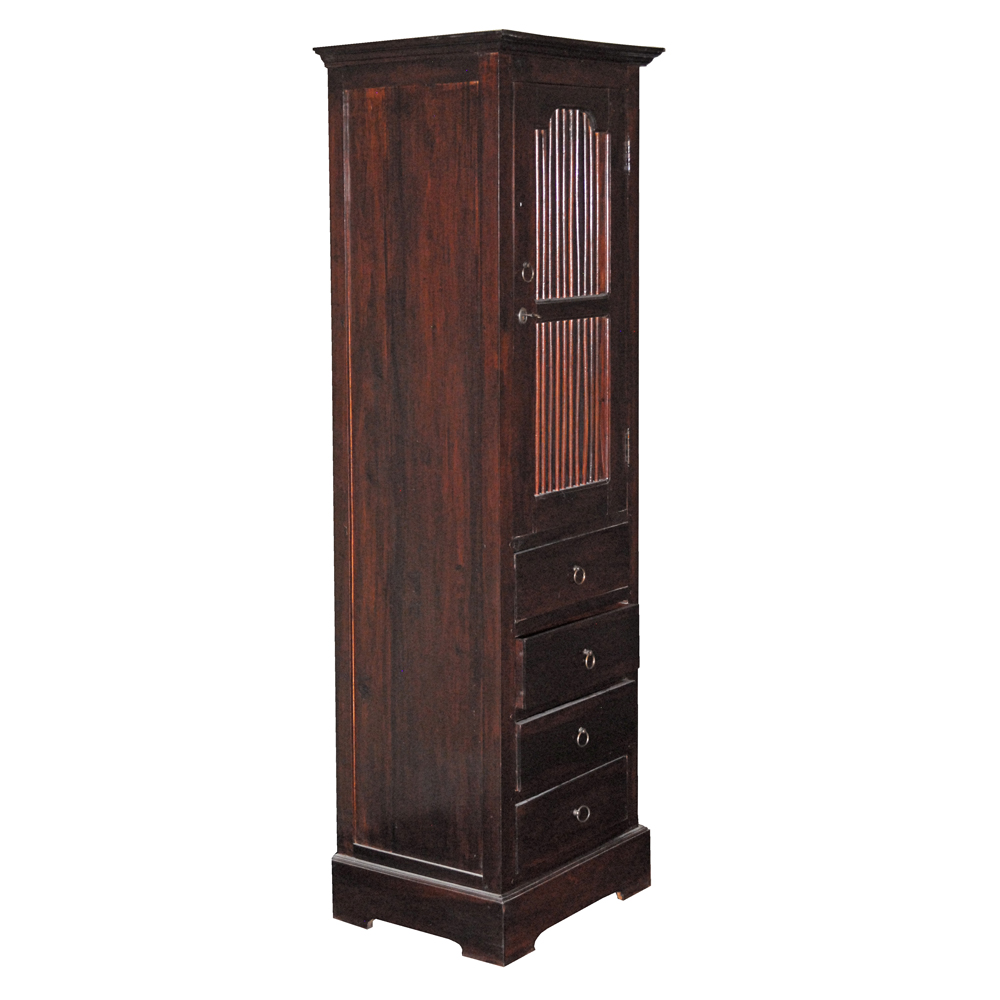 Tall Mahogany Cabinet with Drawers