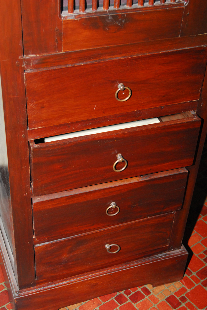 Tall Mahogany Cabinet with Drawers