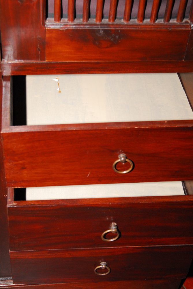 Tall Mahogany Cabinet with Drawers