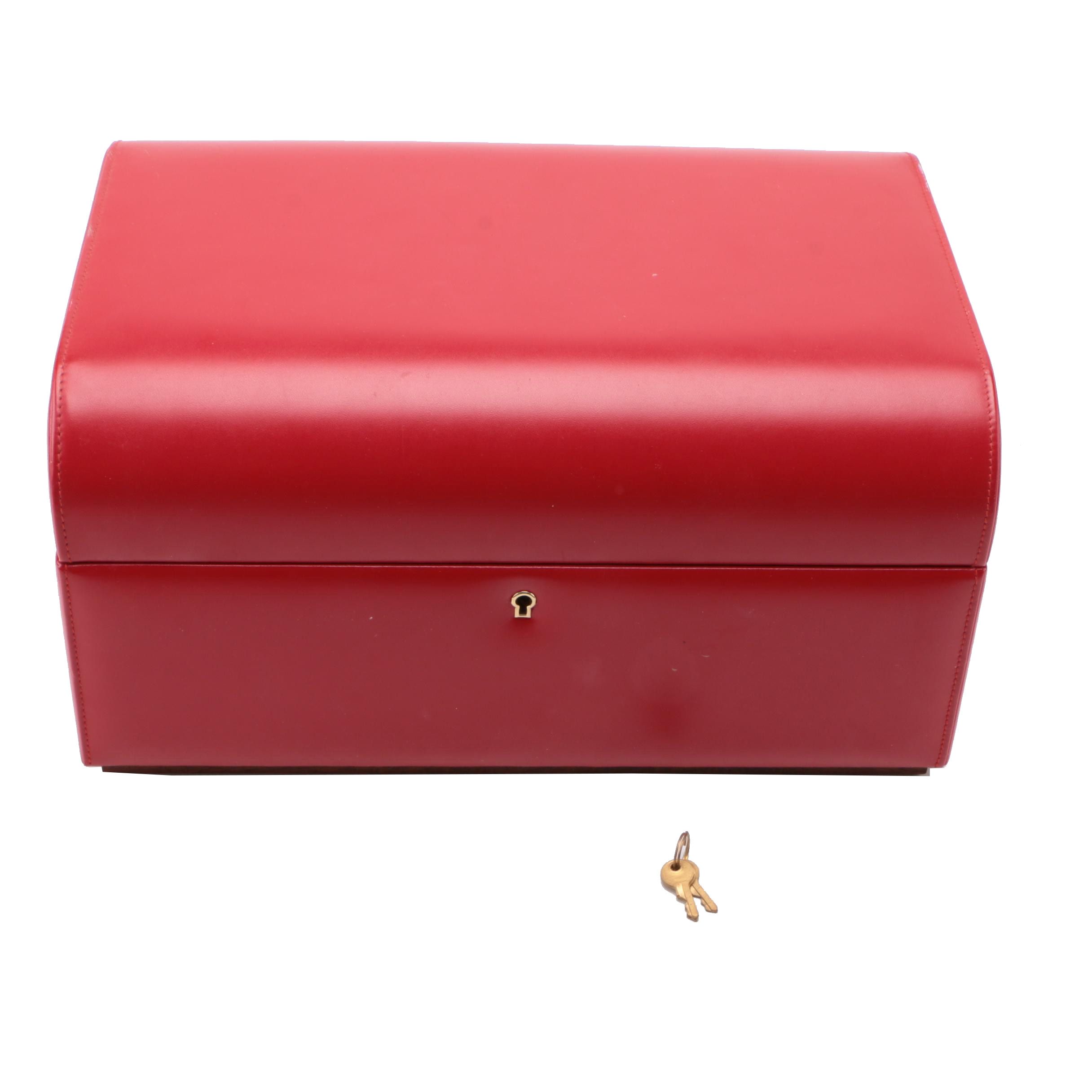Agresti Red Leather Jewelry Box