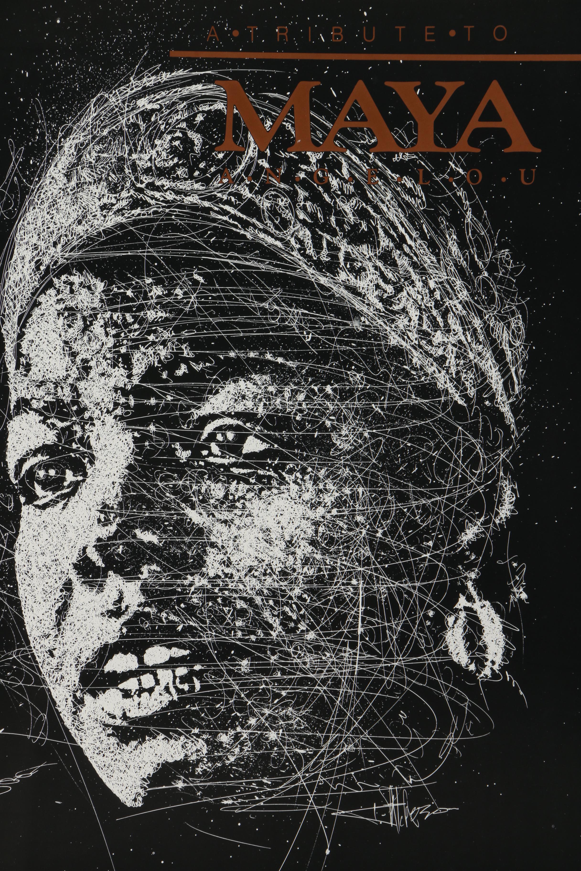 Planographic Poster Print on Paper of Maya Angelou for the Center for Democratic Renewal