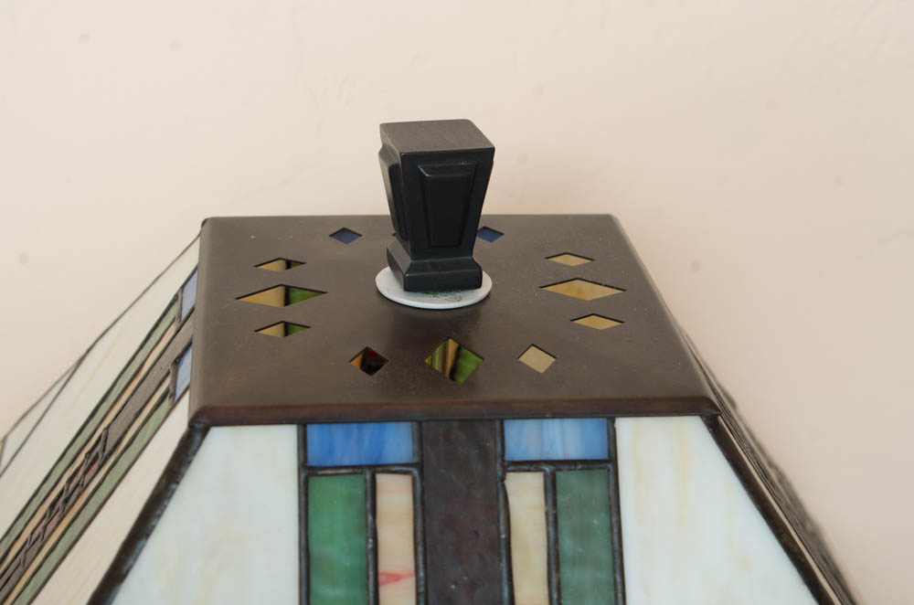 Mission Style Stained Glass Table Lamp