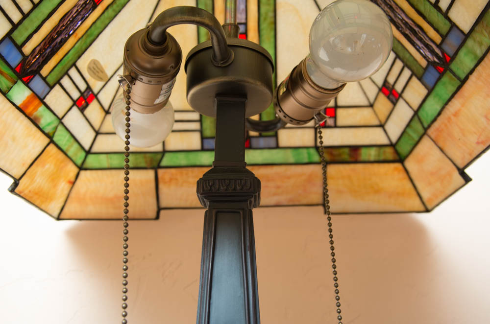Mission Style Stained Glass Table Lamp
