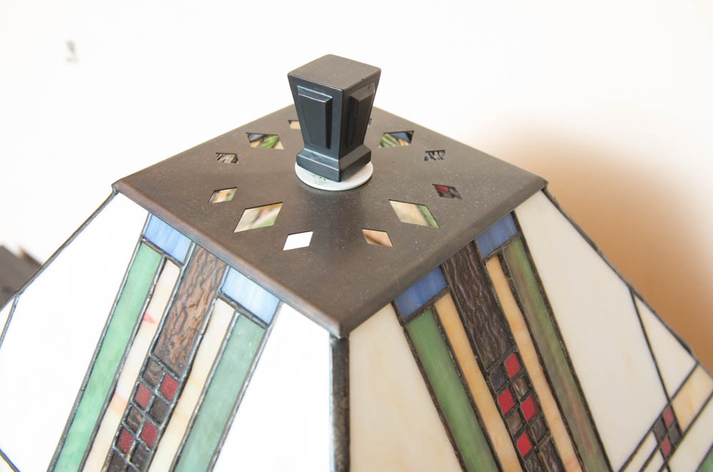 Mission Style Stained Glass Table Lamp