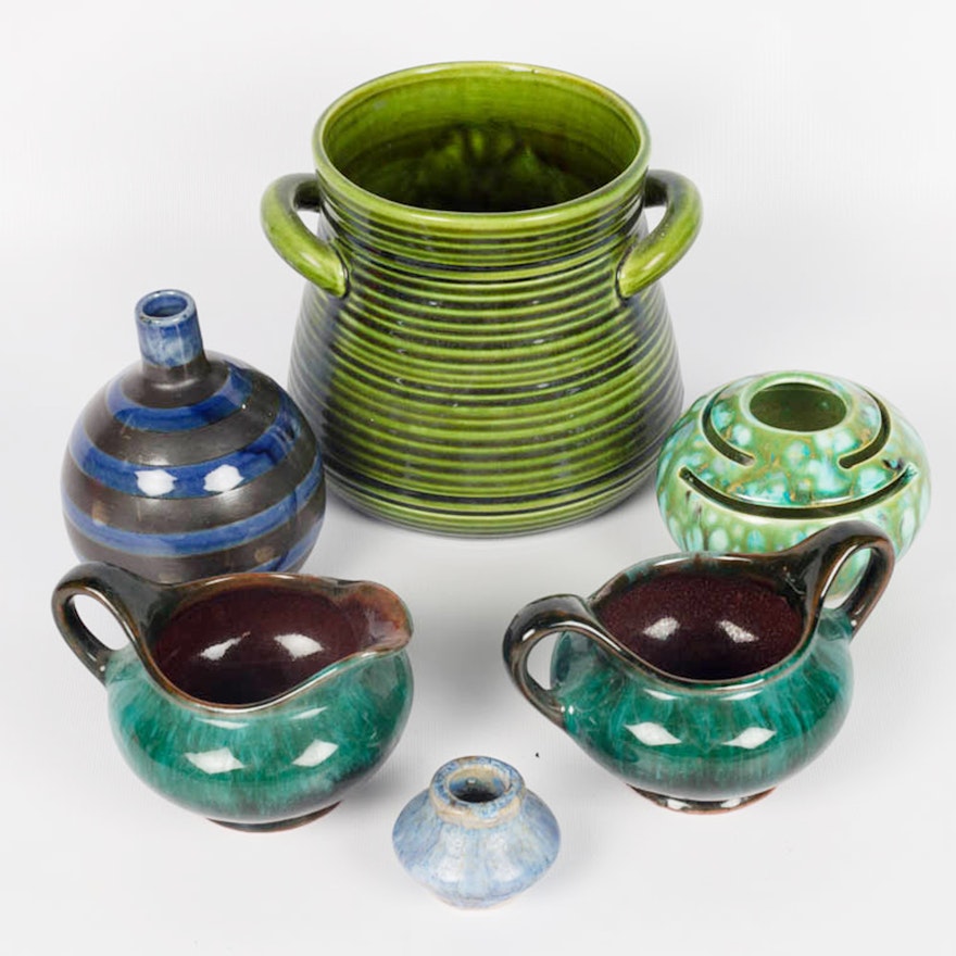 Glazed Pottery and Ceramics Including Vintage Carmel Pansy Pot