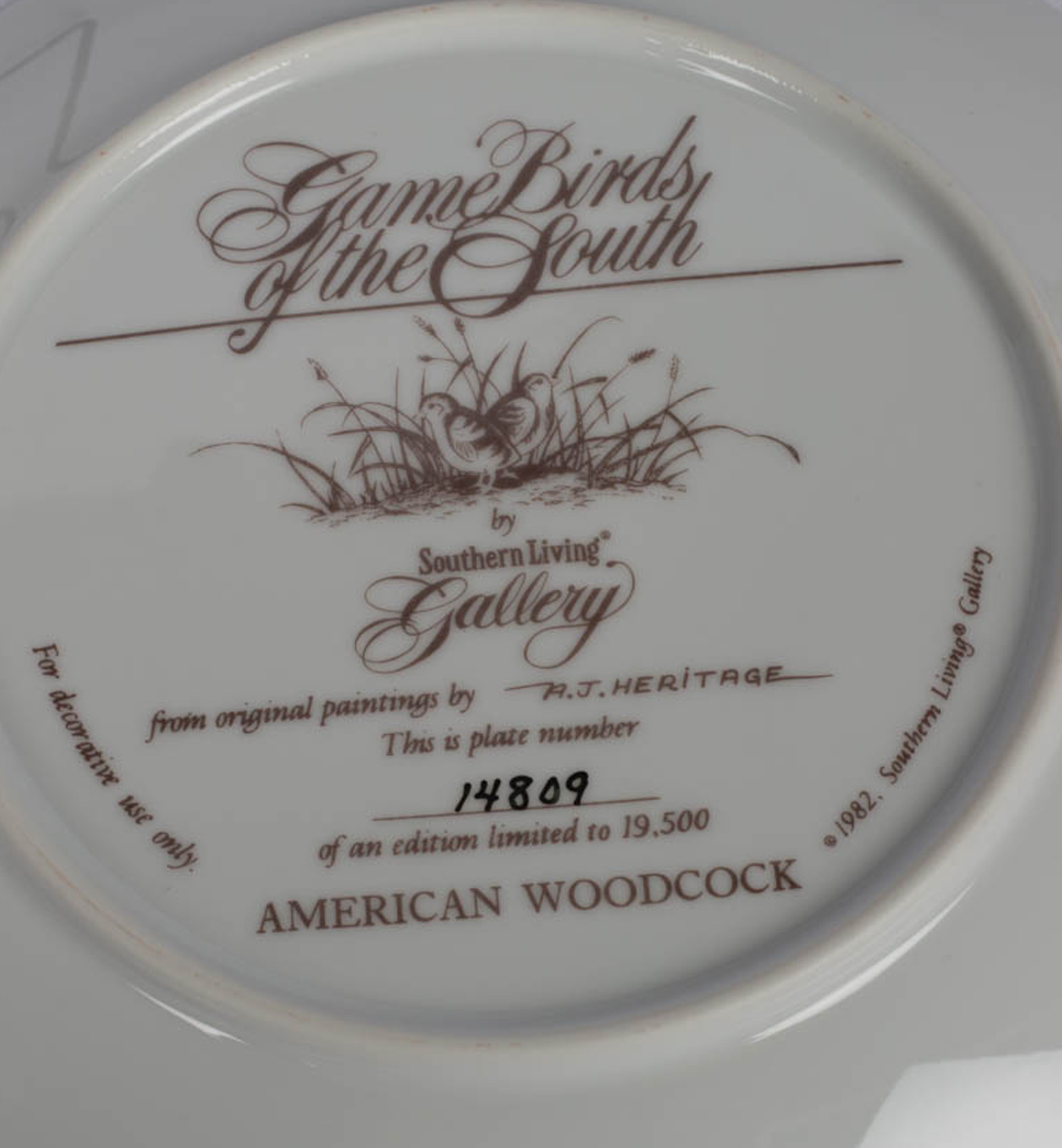 Southern Living "Game Birds of the South" Collector Plates