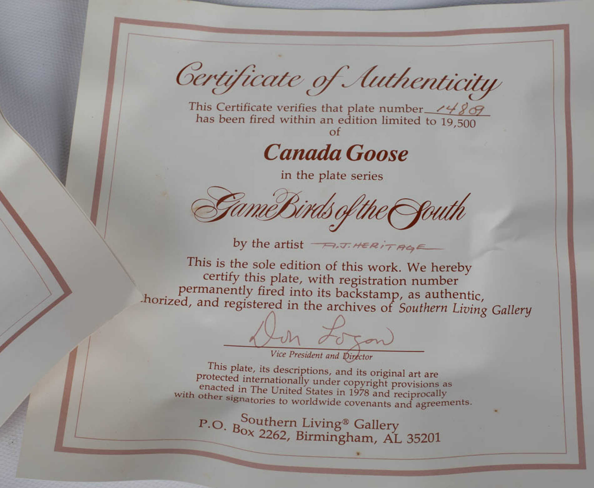 Southern Living "Game Birds of the South" Collector Plates