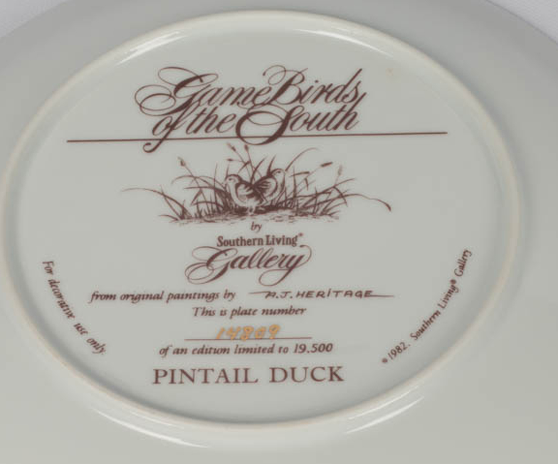 Southern Living "Game Birds of the South" Collector Plates