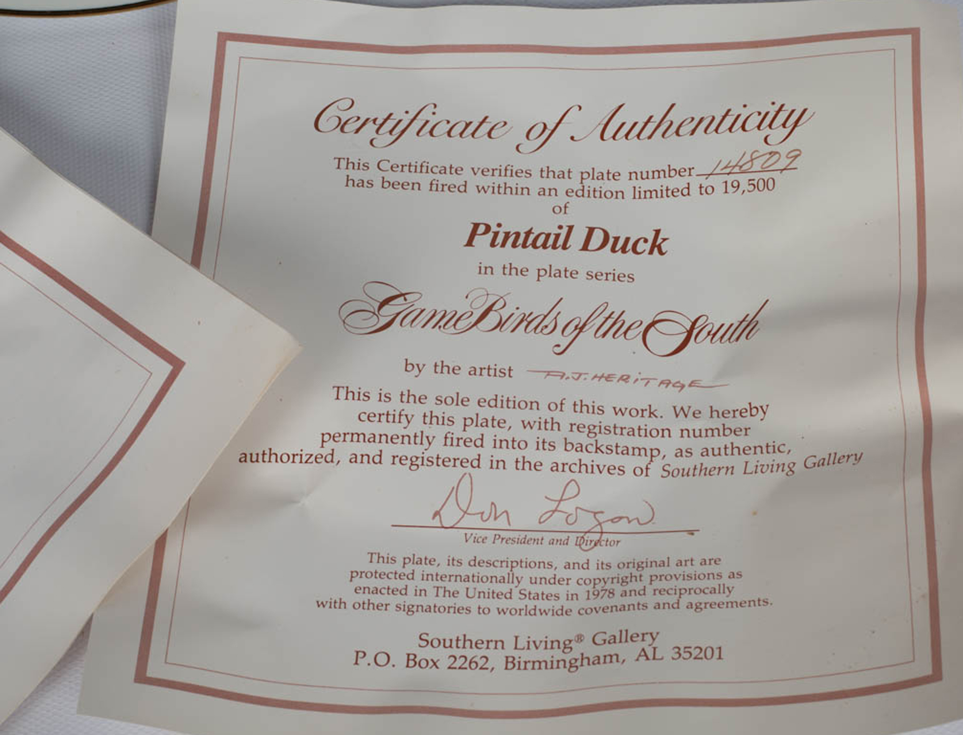 Southern Living "Game Birds of the South" Collector Plates