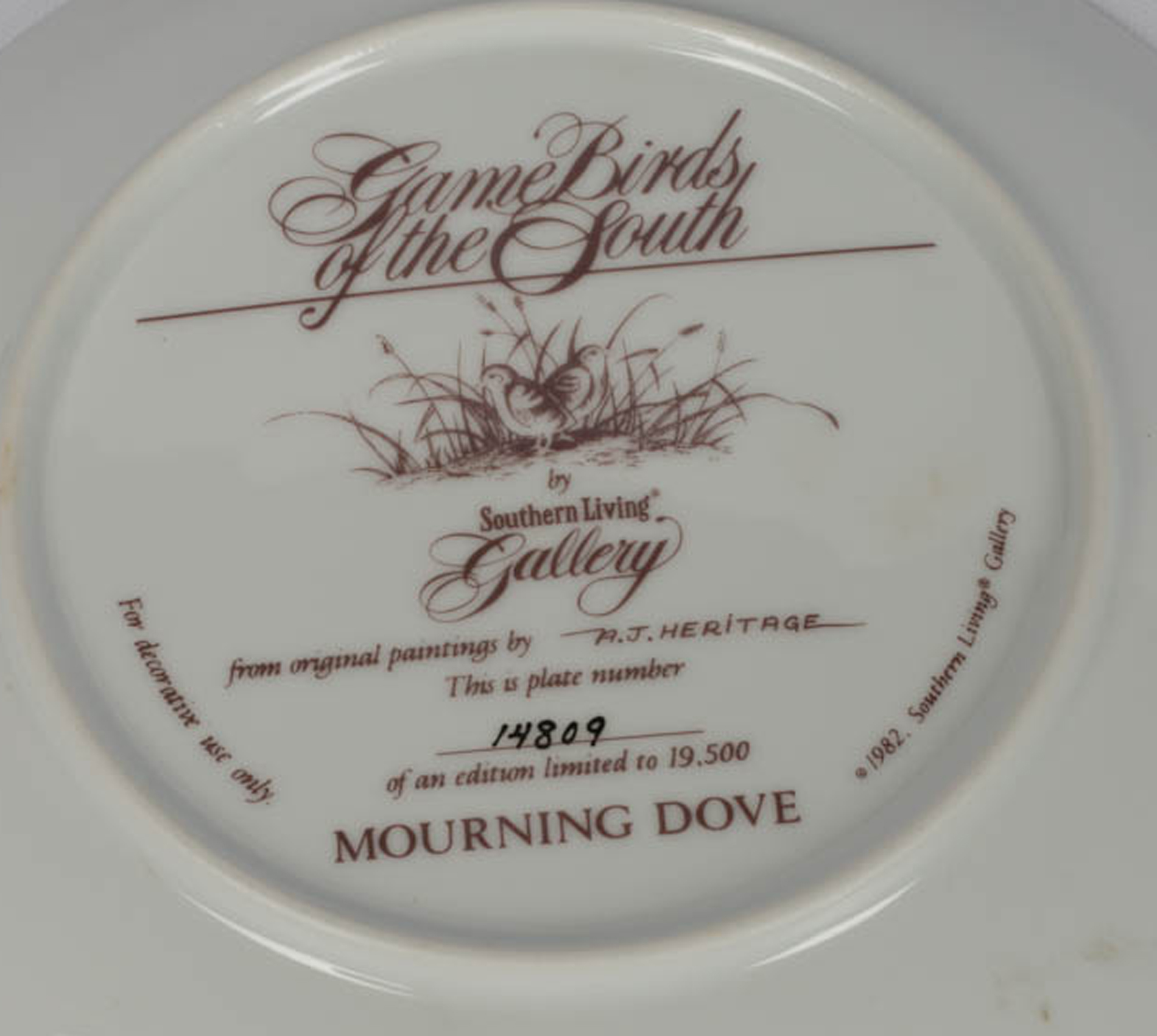 Southern Living "Game Birds of the South" Collector Plates