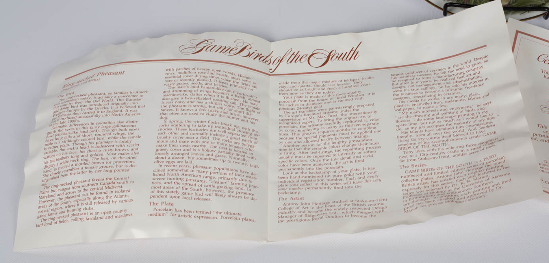 Southern Living "Game Birds of the South" Collector Plates