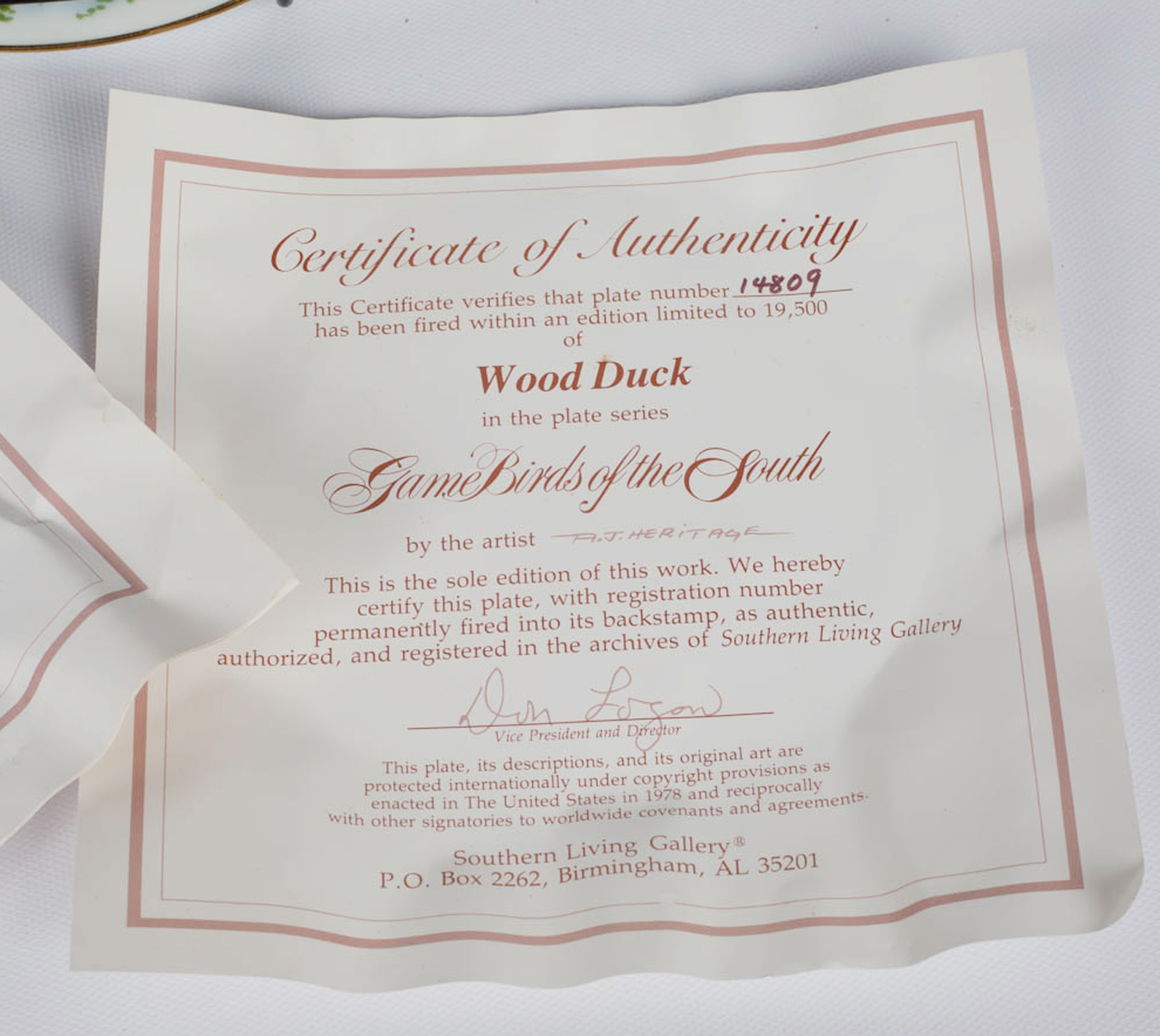 Southern Living "Game Birds of the South" Collector Plates