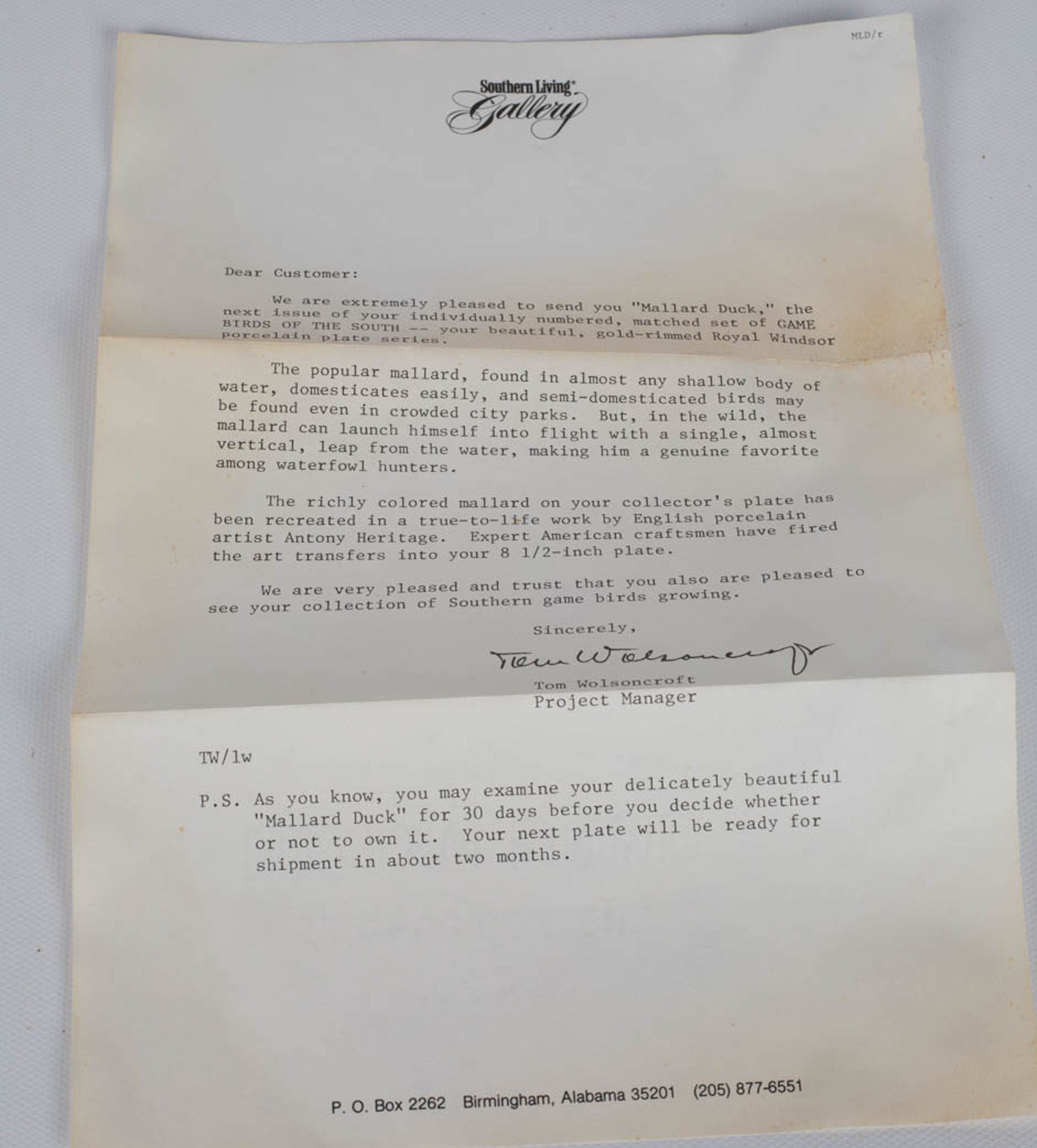 Southern Living "Game Birds of the South" Collector Plates