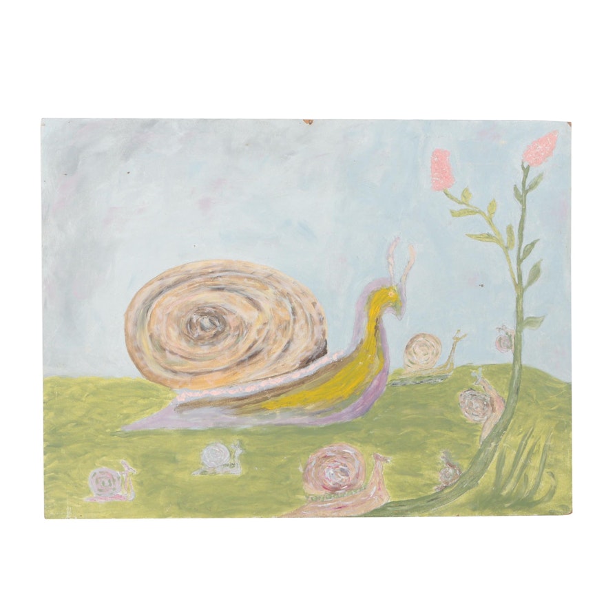 Oil Painting on Panel of Snails