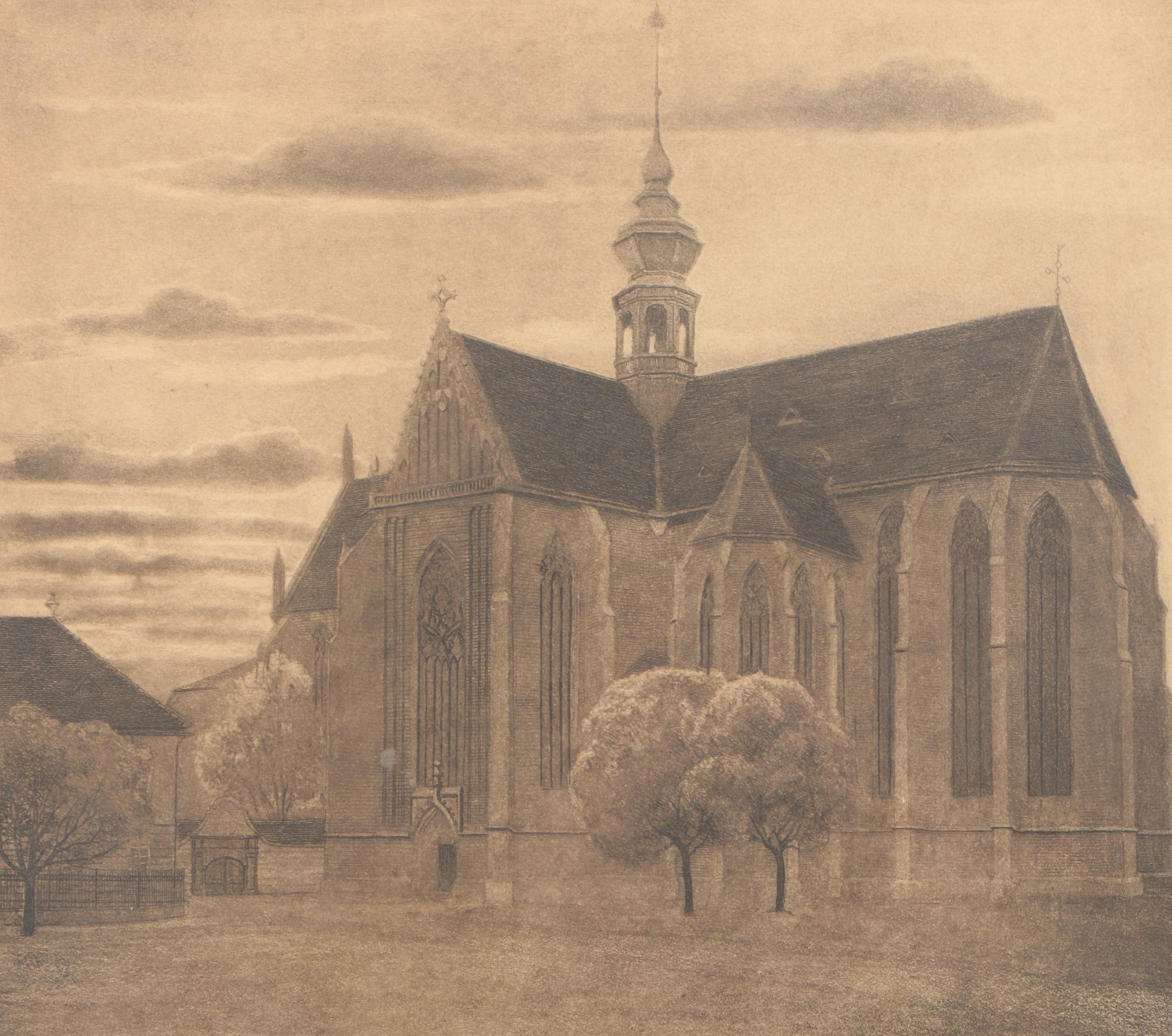 August Potuceck 1938 Etching With Aquatint on Paper "La Chiesa del Celebre Menobel"