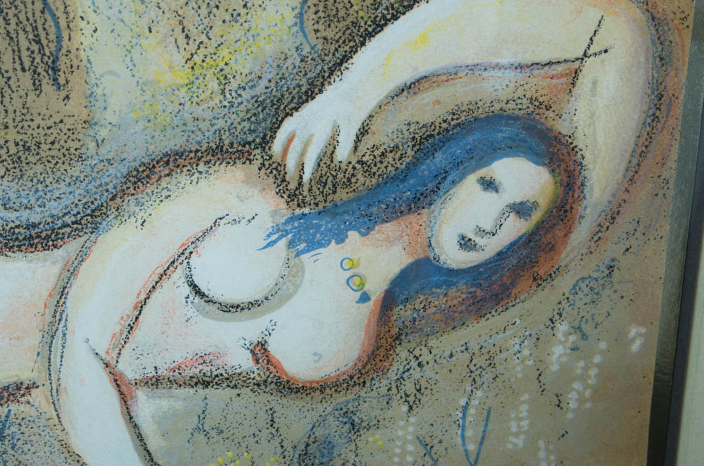 Boaz Wakes Up and Sees Ruth at His Feet Lithograph After Marc Chagall