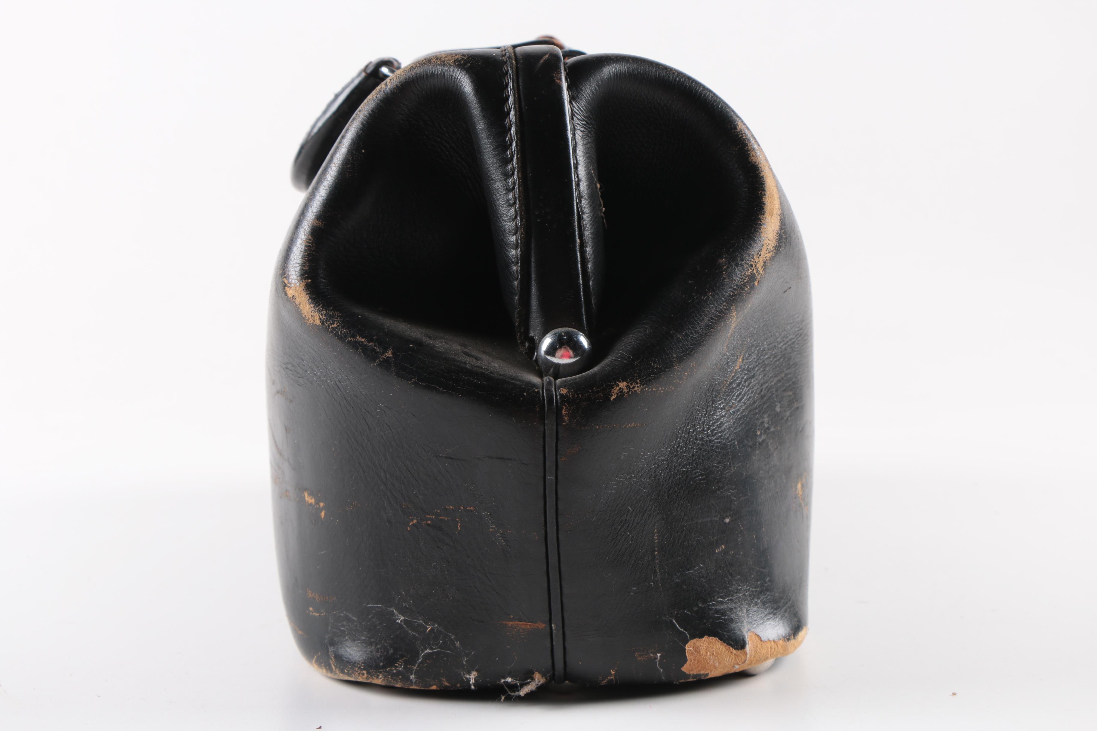 Vintage Leather Doctor's Bag With Blood Pressure Sleeves and Stethoscope