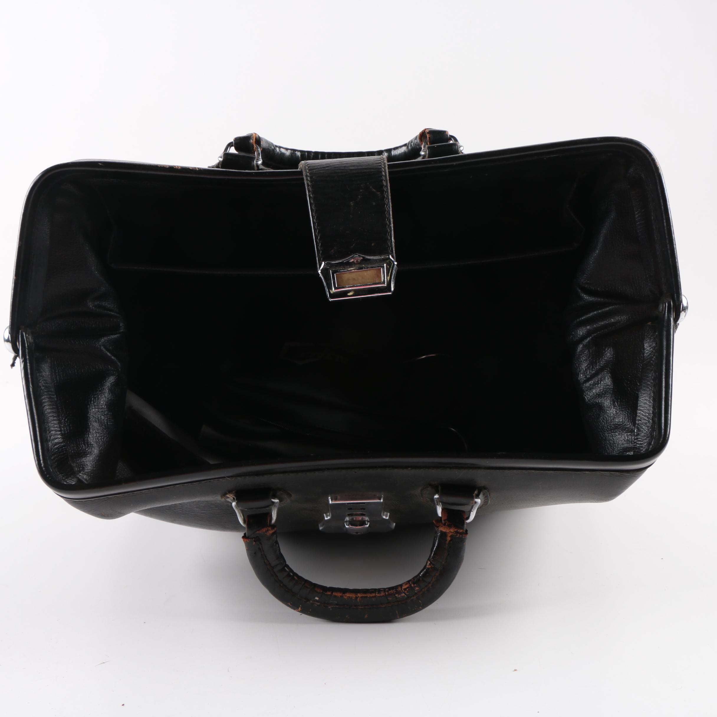 Vintage Leather Doctor's Bag With Blood Pressure Sleeves and Stethoscope