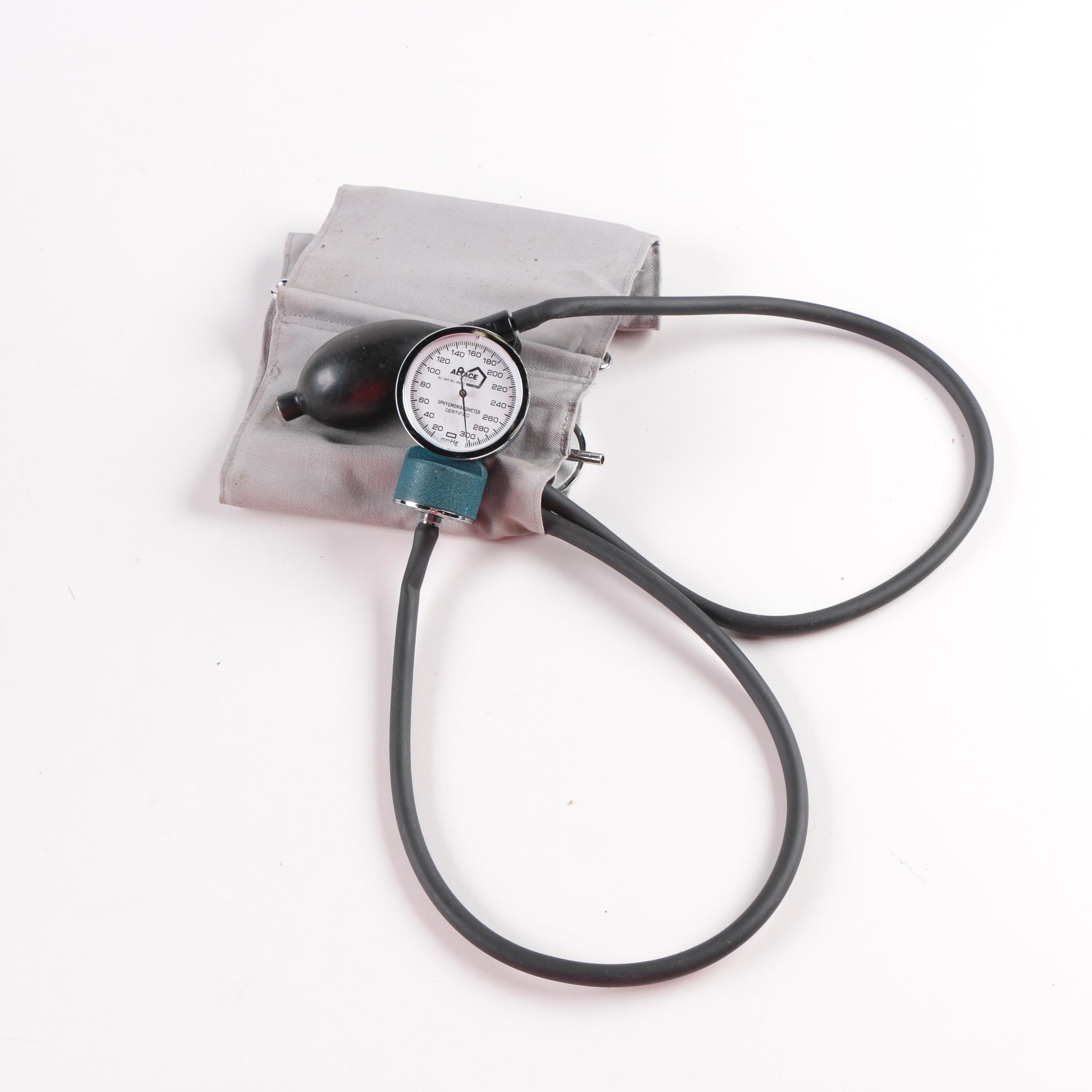 Vintage Leather Doctor's Bag With Blood Pressure Sleeves and Stethoscope