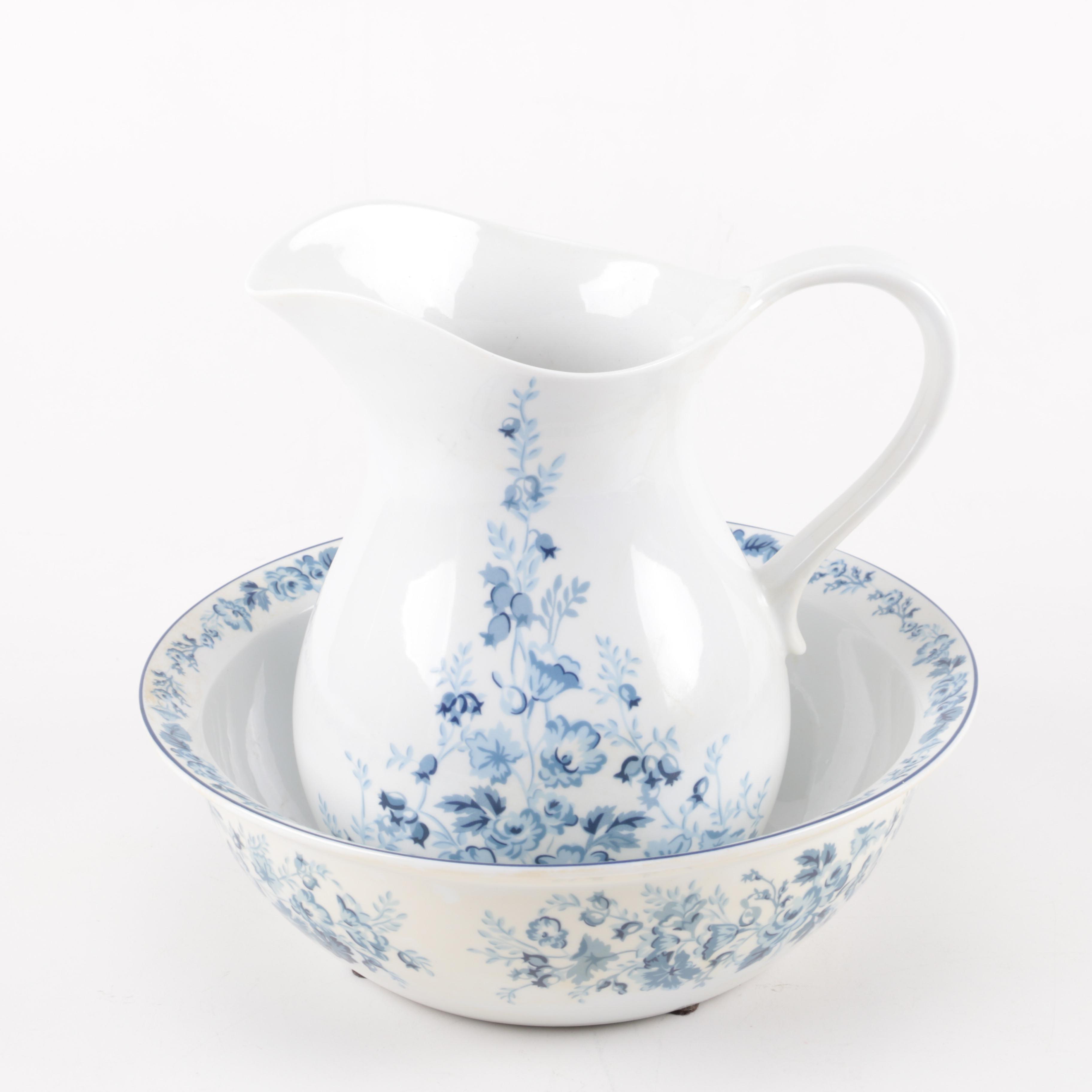 Laura Ashley "Sophia" Wash Basin and Pitcher Set