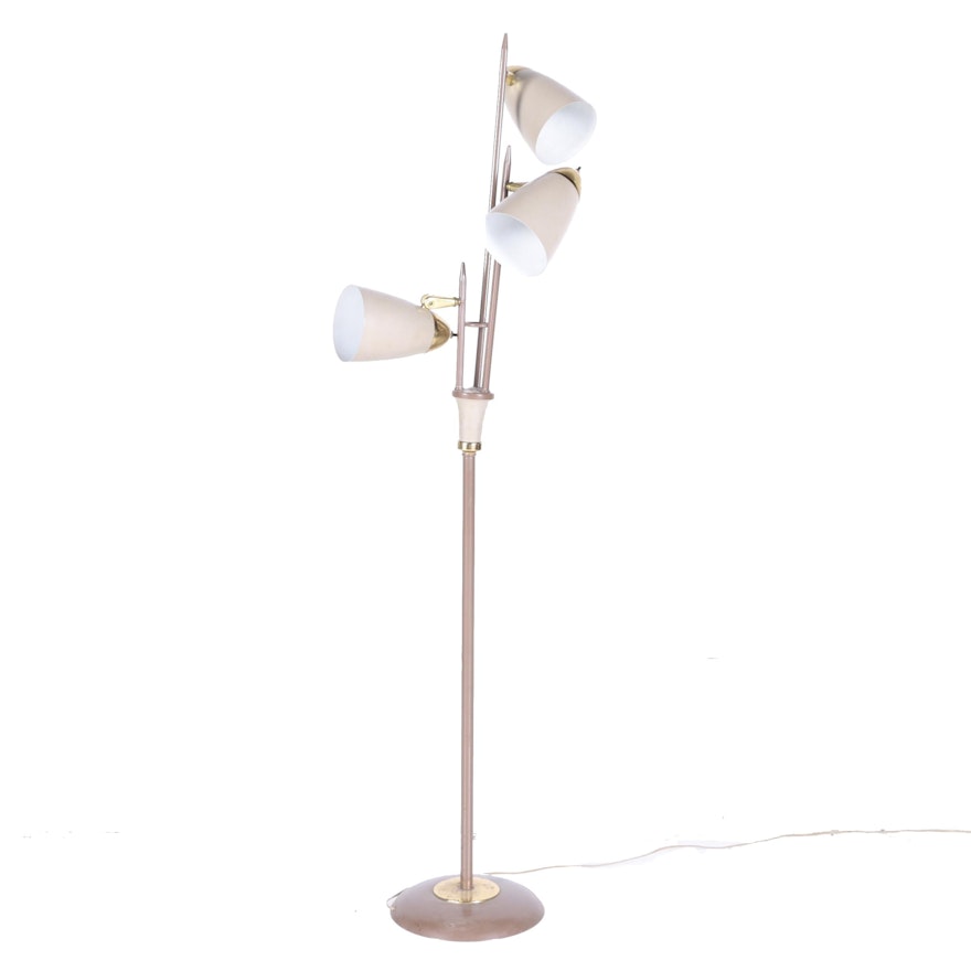 Mid Century Three Socket Bullet Shade Floor Lamp