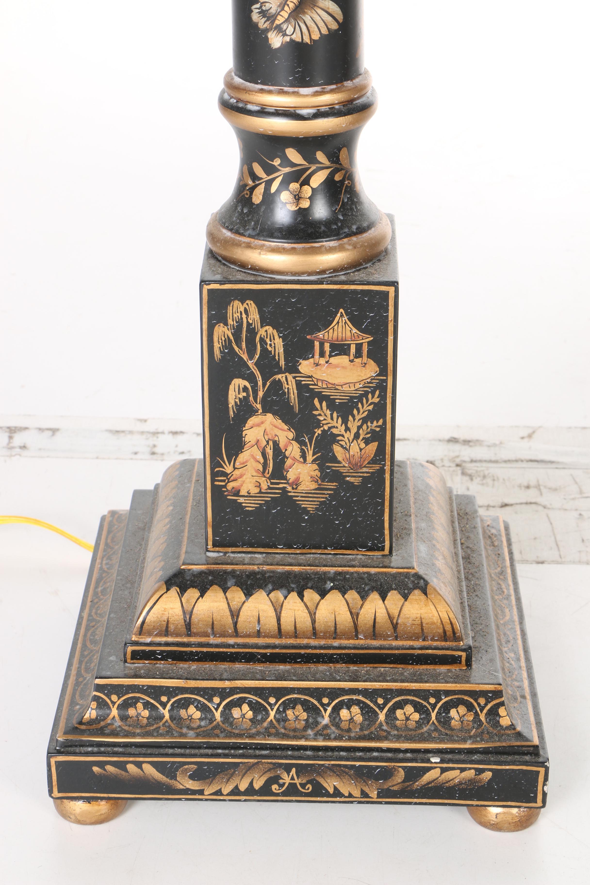 Gilded Wood Floor Lamps and Decorative Shades