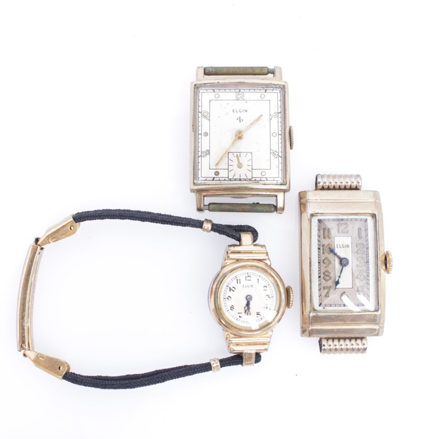 Vintage Elgin Wristwatch and Watch Faces