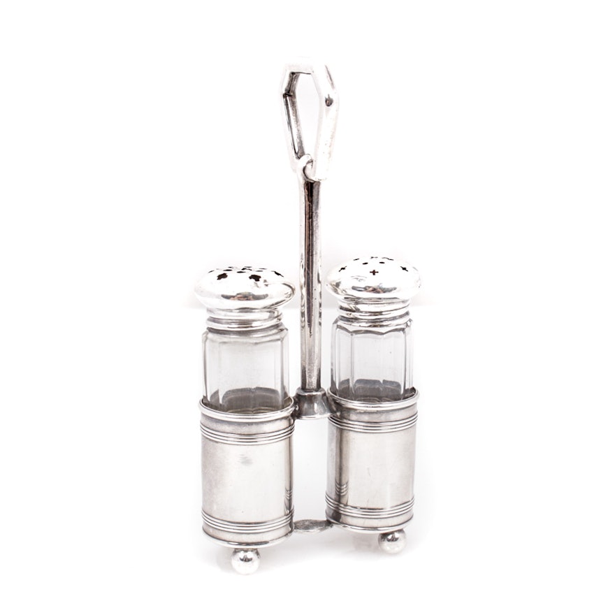 Meriden Brittania Sterling Silver Shaker Caddy and Shaker Set