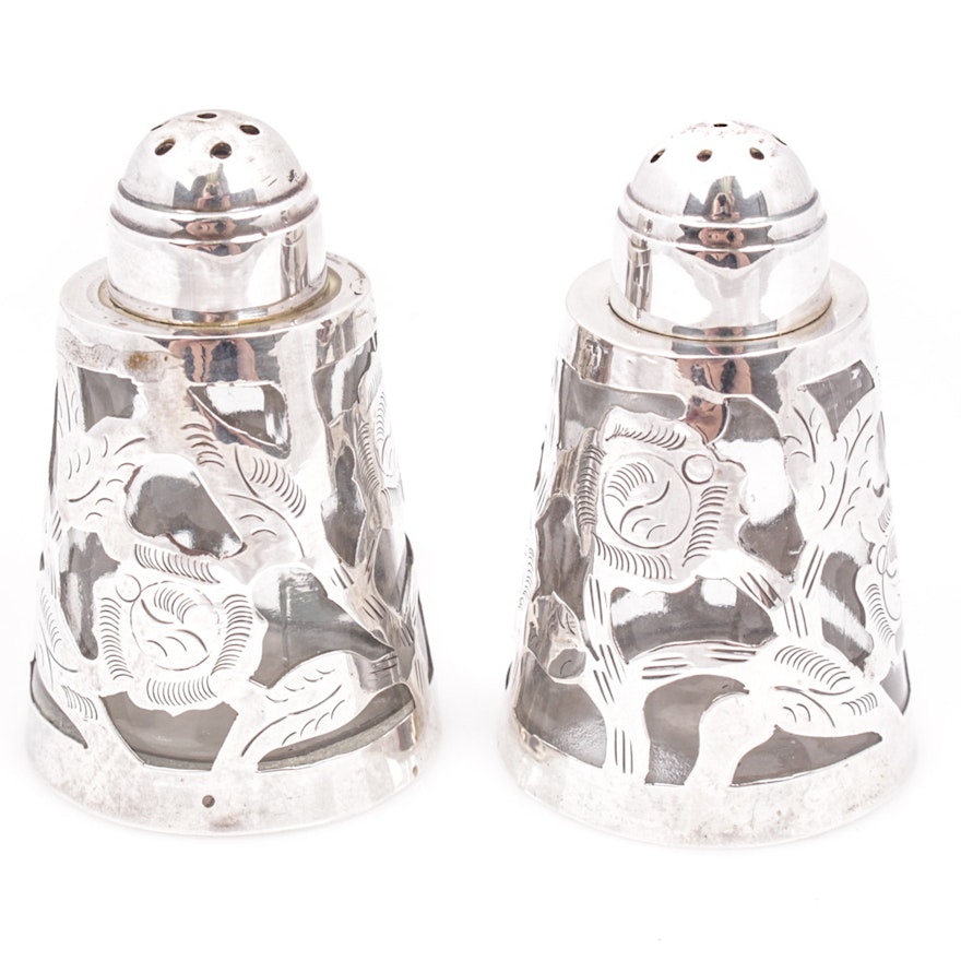 Pair of Sterling Overlay Salt and Pepper Shakers