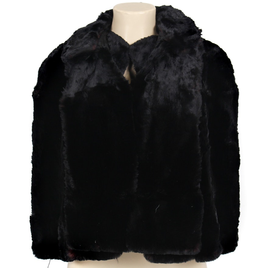 Vintage Sheared Dyed Beaver Cape with Collar